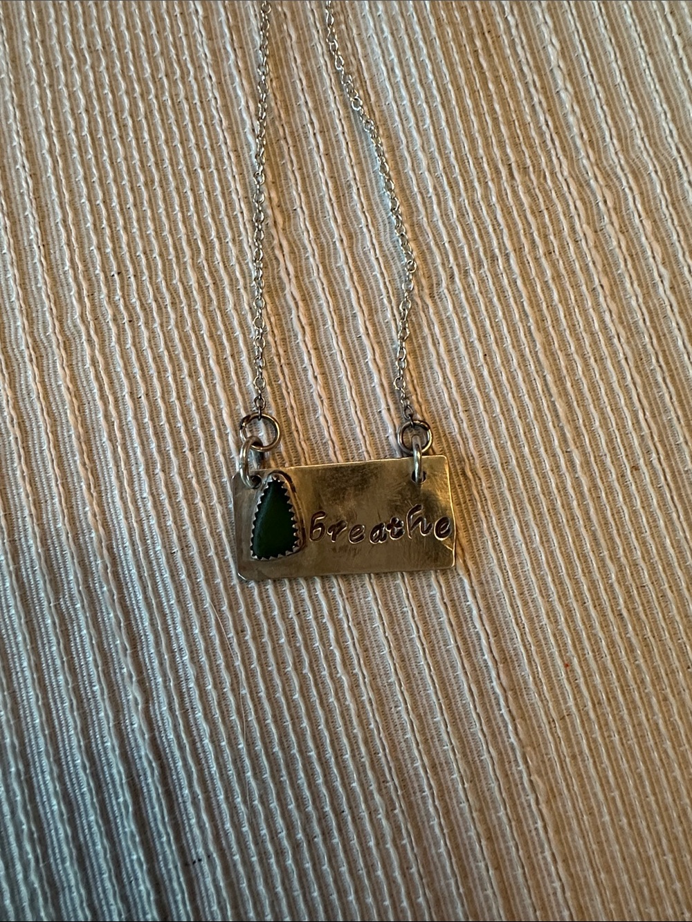 Sterling Silver 'Breathe' Necklace with Green seaglass from Lake Huron